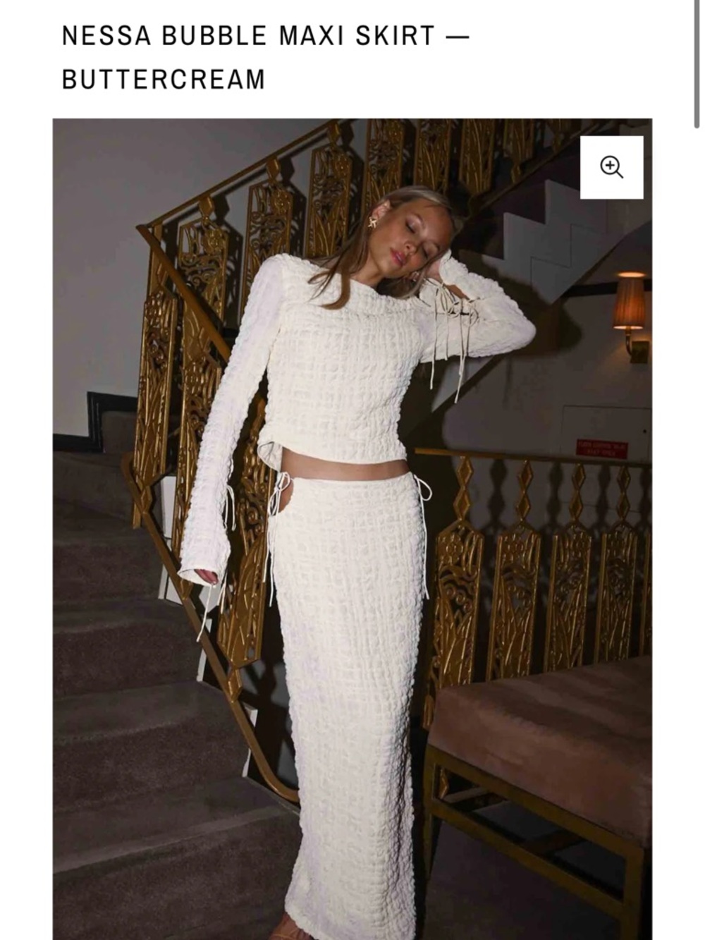 Nessa Bubble Maxi Skirt Set in Buttercream